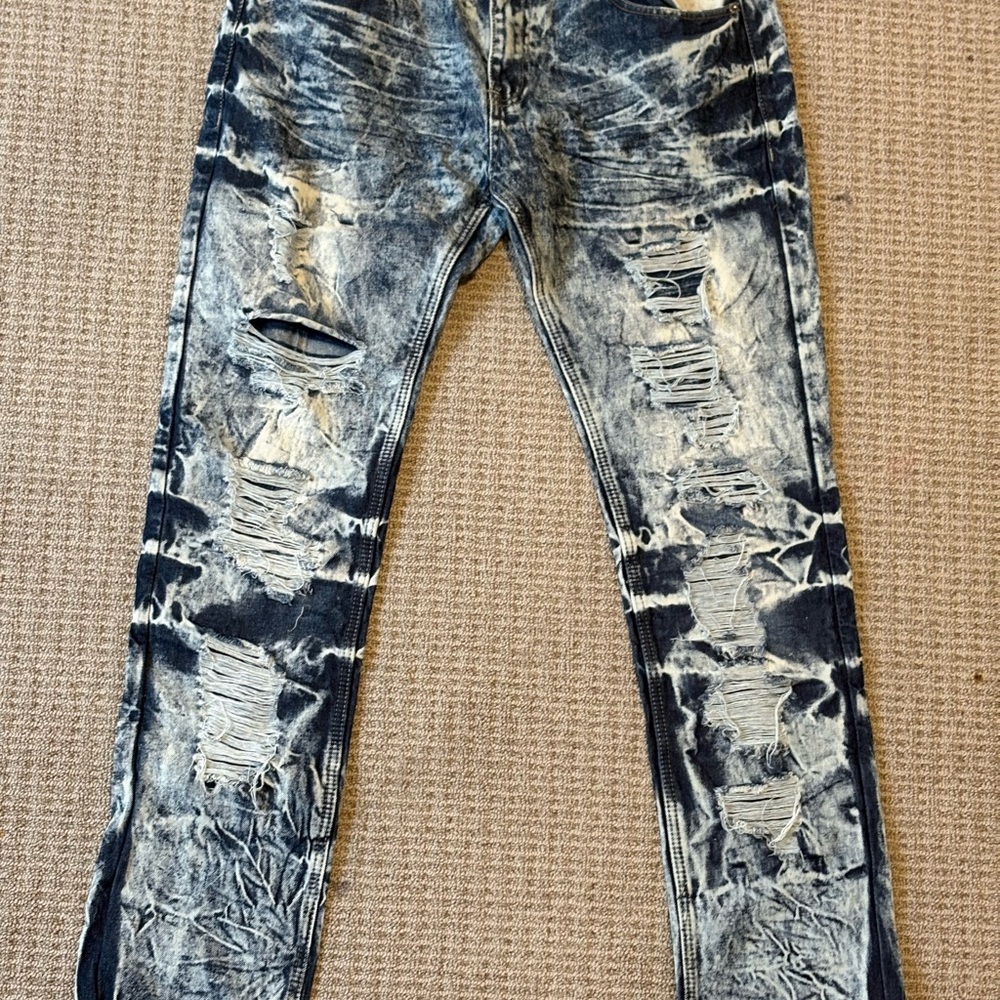 Distressed Black and Gray Men Jeans